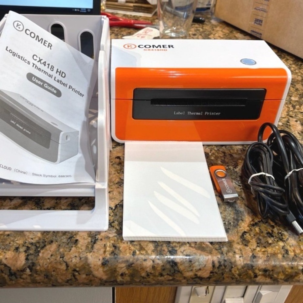 Comer CX418HD Logistics Thermal Label Printer Orange White High Def New - Picture 4 of 4